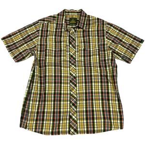 Prana Shirt Short Sleeve Button Snap‎ Organic Cotton  Multi-Color Plaid Men's S